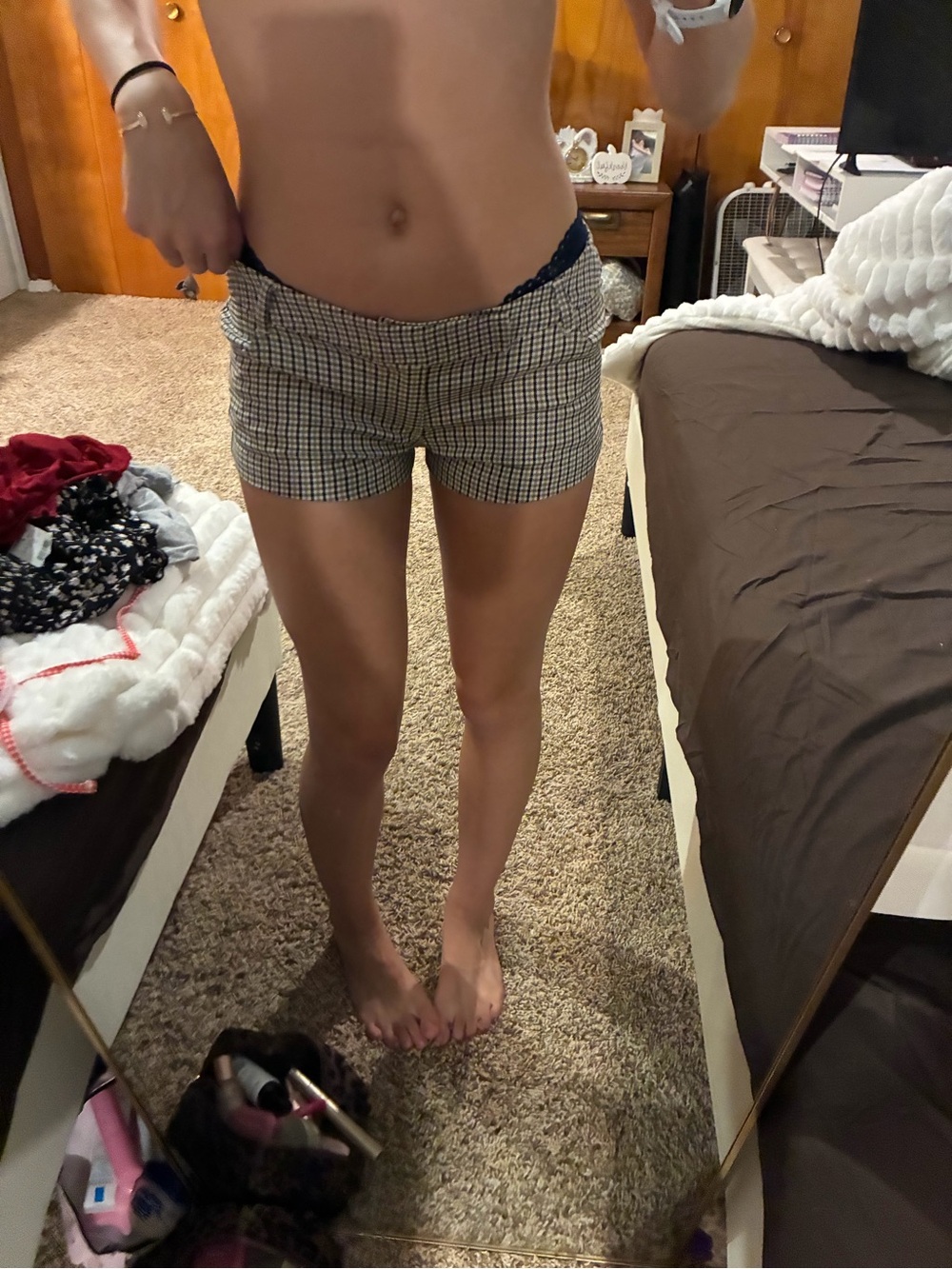 wild fable Black and Beige Plaid Women's Bermuda Shorts